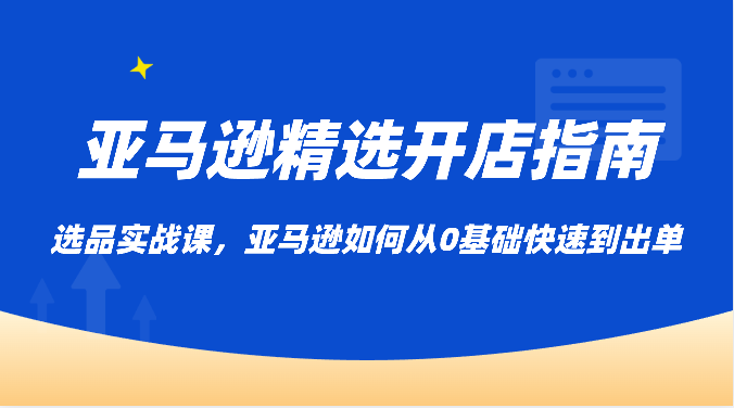 亚马逊精选开店指南,选品实战课,亚马逊如何从0基础快速到出单