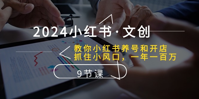 2024小红书文创:教你小红书养号和开店、抓住小风口 一年一百万 (9节课)