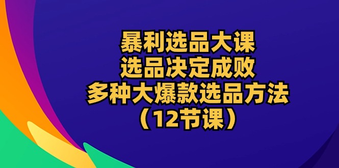 暴利选品大课:选品决定成败,教你多种大爆款选品方法(12节课)