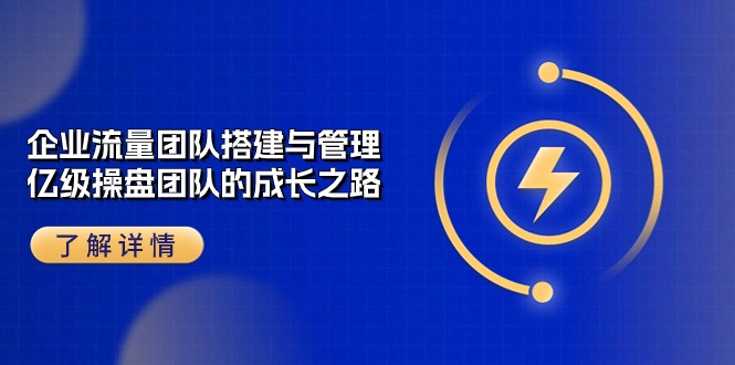 企业流量团队搭建与管理,亿级操盘团队的成长之路(28节课)