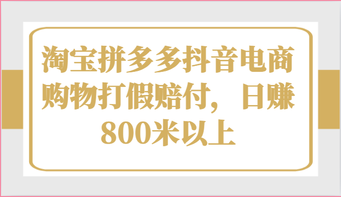 淘宝拼多多抖音电商购物打假赔付,日赚800米以上