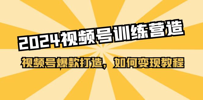 2024视频号训练营,视频号爆款打造,如何变现教程(20节课)
