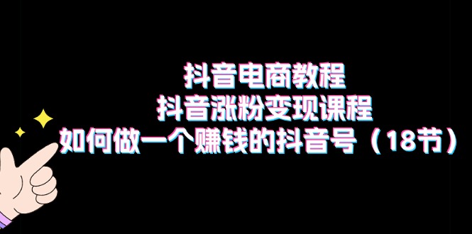 抖音电商教程:抖音涨粉变现课程:如何做一个赚钱的抖音号(18节)