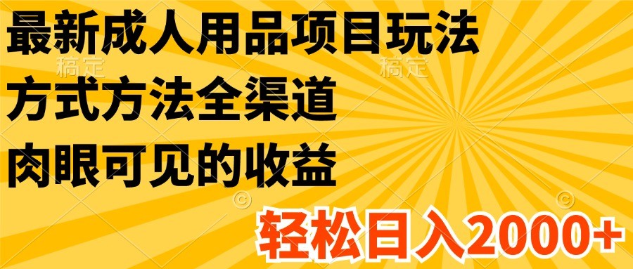 最新成人用品项目玩法,方式方法全渠道,肉眼可见的收益,轻松日入2000+