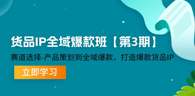 货品IP全域爆款班【第3期】赛道选择、产品策划到全域爆款,打造爆款货品IP