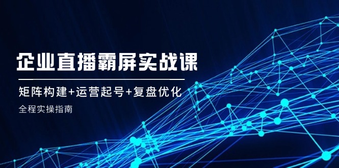 企业直播霸屏实战课:矩阵构建+运营起号+复盘优化,全程实操指南