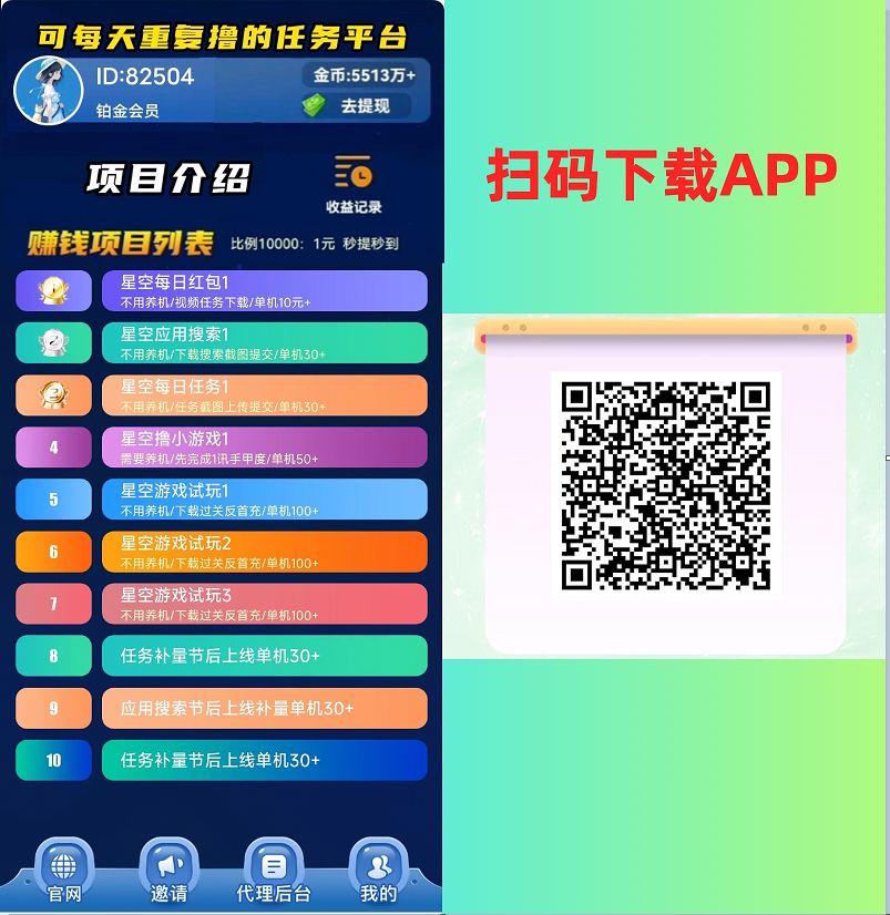 【首码】最强0撸聚合赚钱平台(独家资源),单日单机100+,代理对接,扶持置顶