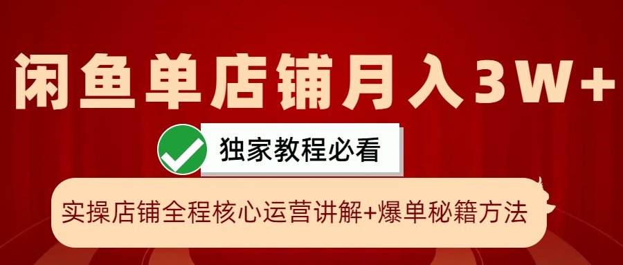 闲鱼单店铺月入3W+实操展示,爆单核心秘籍,一学就会