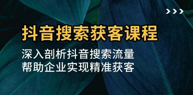 抖音搜索获客课程:深入剖析抖音搜索流量,帮助企业实现精准获客