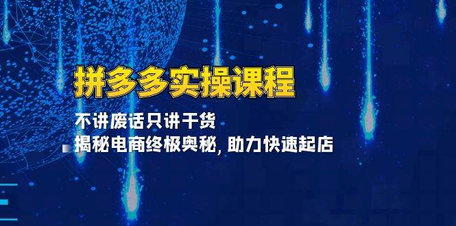 拼多多实操课程:不讲废话只讲干货, 揭秘电商终极奥秘,助力快速起店