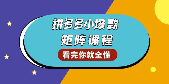拼多多爆款矩阵课程:教你测出店铺爆款,优化销量,提升GMV,打造爆款群