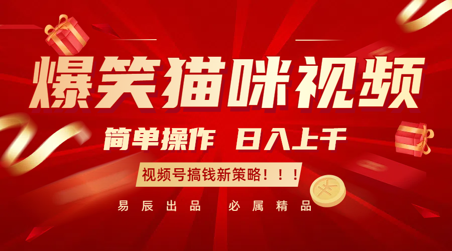 爆笑猫咪视频:简单操作,日入过千,视频号搞钱新策略!