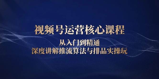 视频号运营核心课程,从入门到精通,深度讲解推流算法与排品实操玩
