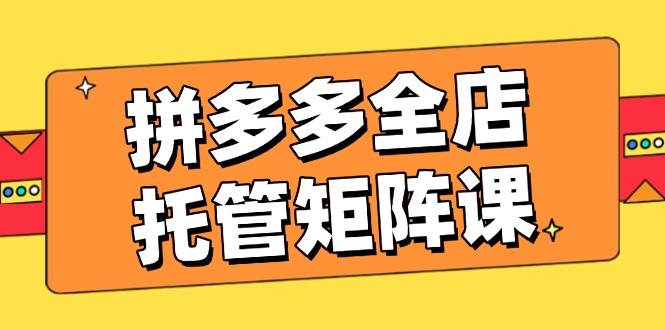 拼多多全店托管矩阵课,盈利动销玩法,高效计划设置,提升店铺效益