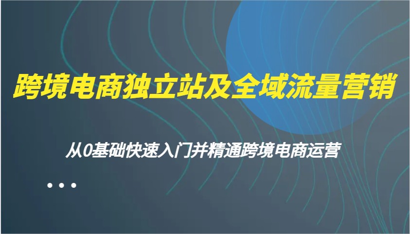 跨境电商独立站及全域流量营销,从0基础快速入门并精通跨境电商运营