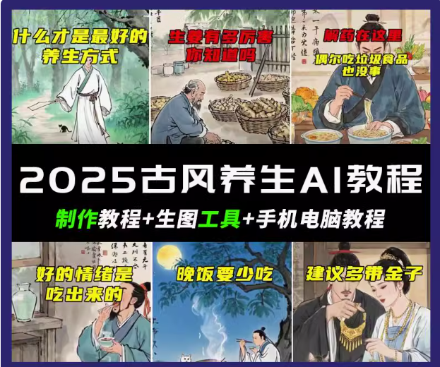 抖音AI古风养生视频教程日入五张 轻松涨粉 10W+ 抖音AI古风养生视频教程日入五张 轻松涨粉 10W+