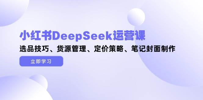 小红书DeepSeek运营课,选品技巧、货源管理、定价策略、笔记封面制作
