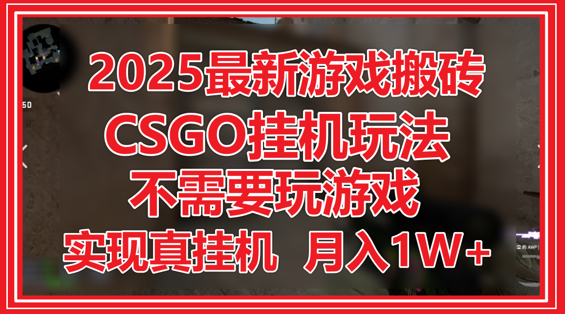2025最新游戏搬砖,CSGO挂机,不需要玩游戏,实现真挂机,月入1W+