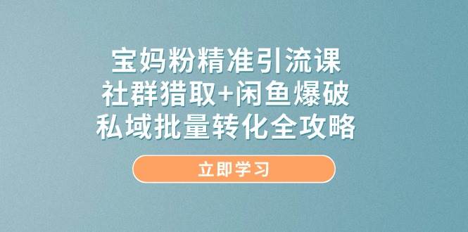 宝妈粉精准引流课,社群猎取+闲鱼爆破,私域批量转化全攻略