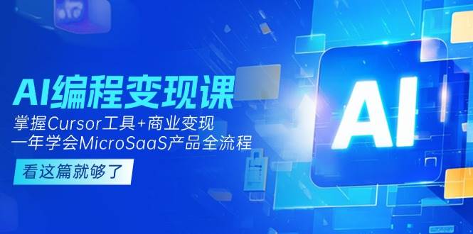 AI编程变现课：掌握Cursor工具+商业变现，一年学会MicroSaaS产品全流程