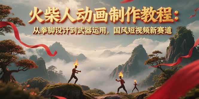 火柴人动画制作教程:从拳脚设计到武器运用,国风短视频新赛道