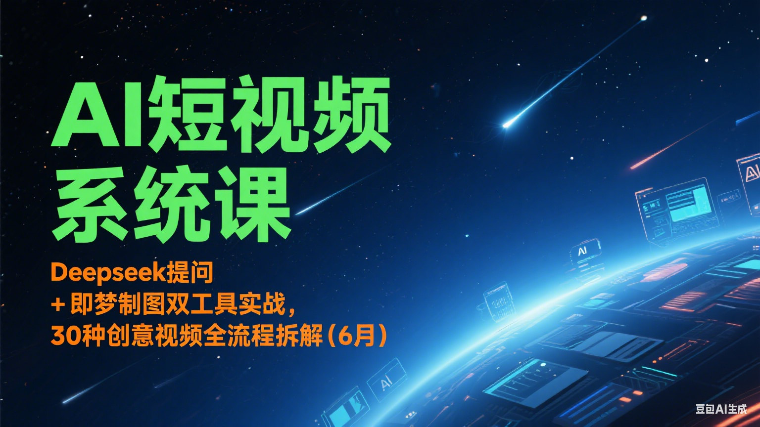 AI短视频系统课:Deepseek提问 + 即梦制图双工具实战,30种创意视频全流程拆解(6月)