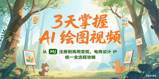 3天掌握AI绘图视频,从MJ 注册到商用变现,电商设计IP统一全流程攻略