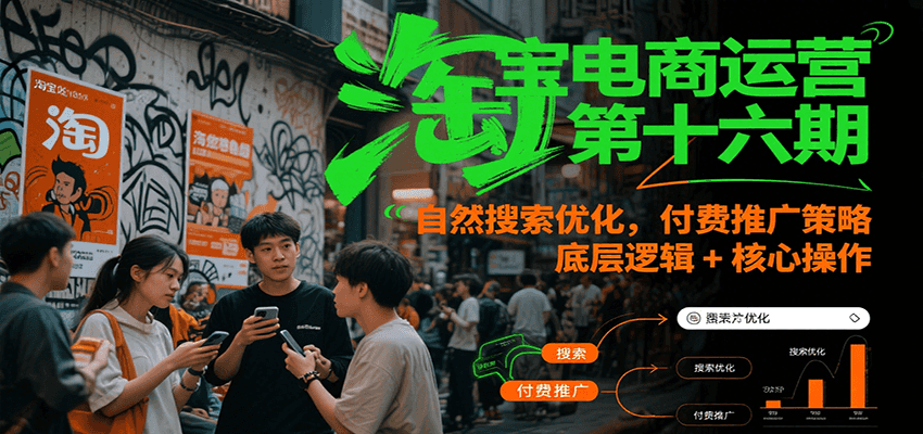 淘宝电商运营第十六期,自然搜索优化,付费推广策略,底层逻辑+核心操作