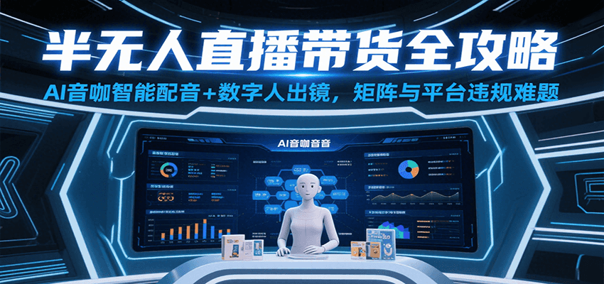 半无人直播带货全攻略:AI音咖智能配音+数字人出镜,解决账号矩阵与平台违规难题