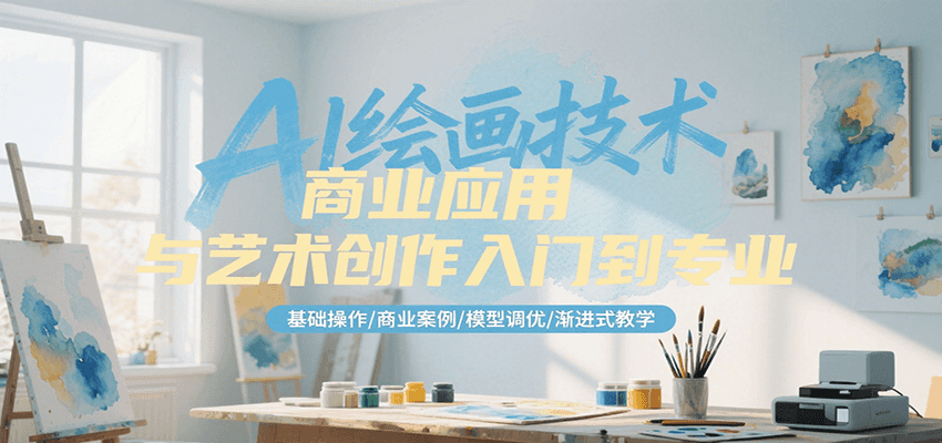 AI绘画技术商业应用与艺术创作入门到专业,基础操作/商业案例/模型调优/渐进式教学