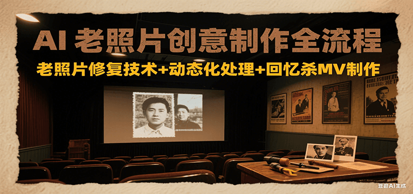 AI老照片创意制作全流程:老照片修复技术+动态化处理+回忆杀MV制作