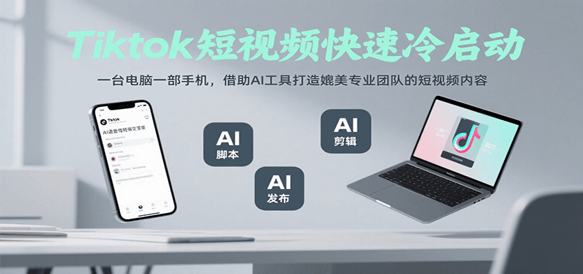 Tiktok短视频快速冷启动,一台电脑一部手机,借助AI工具打造媲美专业团队的短视频内容
