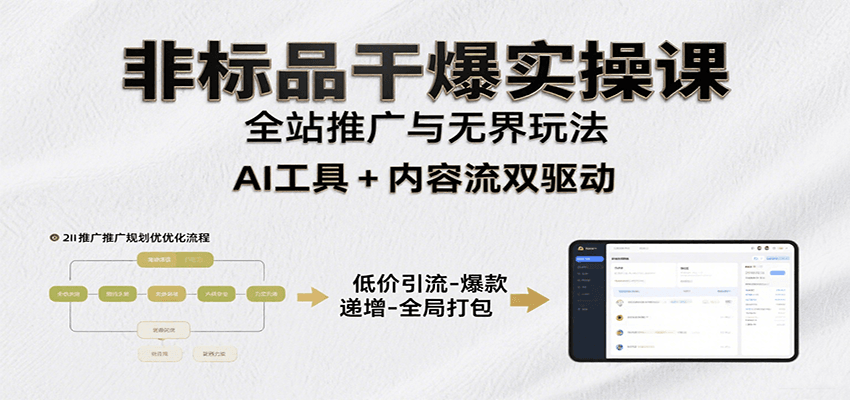 非标品干爆实操课:含多案例及操盘方法,从选品到推广、成交,助力打造爆款实现盈利