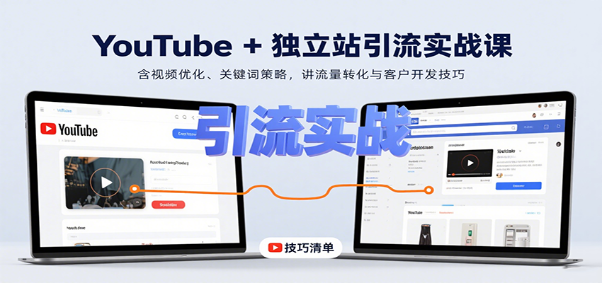 YouTube+独立站引流实战课:含视频优化、关键词策略,讲流量转化与客户开发技巧