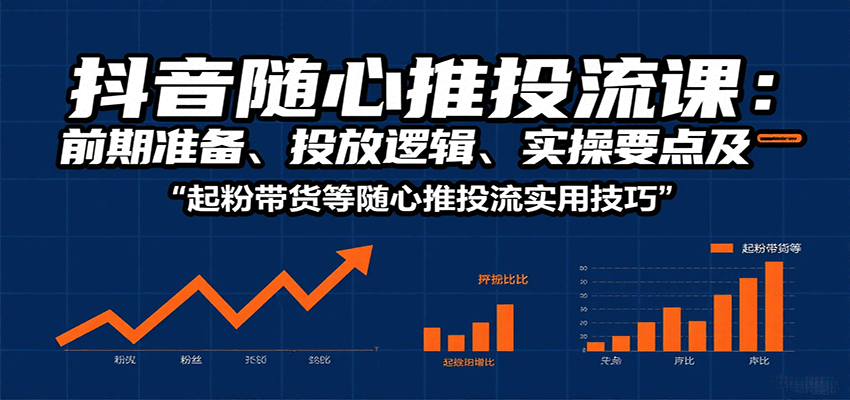 抖音随心推投流课：前期准备、投放逻辑、实操要点及起粉带货等随心推投流实用技巧
