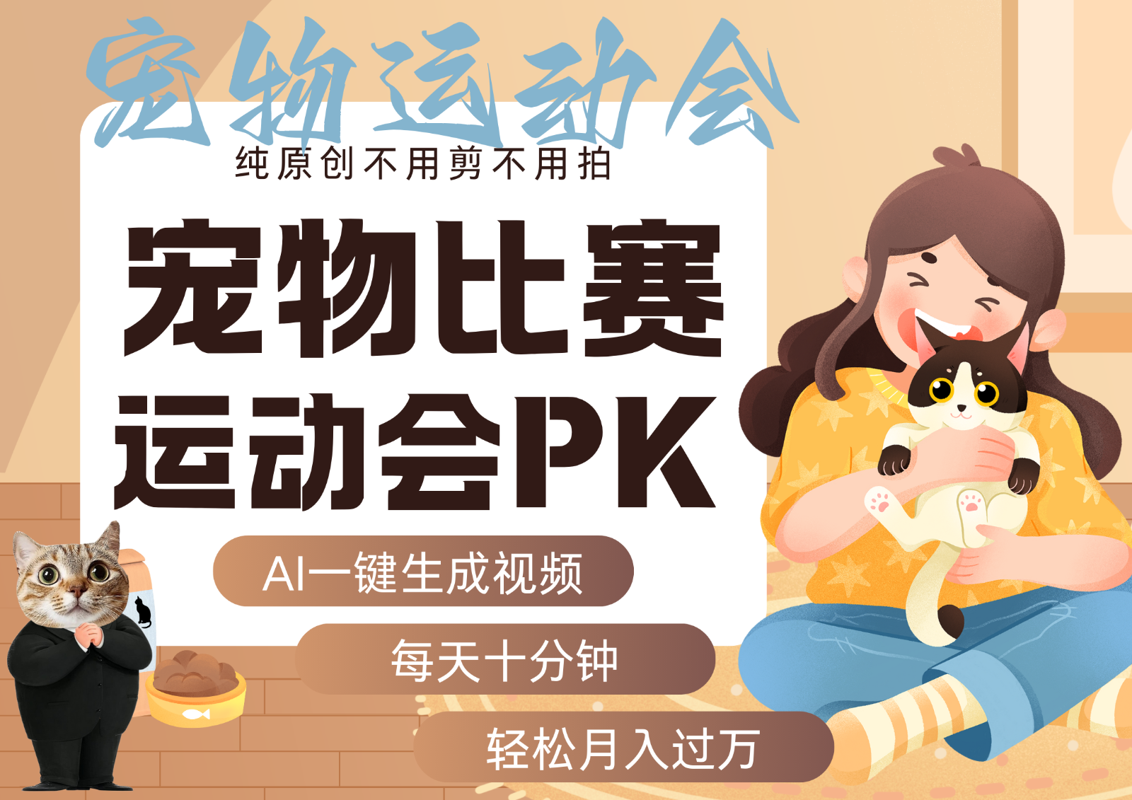 AI萌宠运动员跳水 射击  篮球  足球比赛   每天十分钟 附详细提示词文案库  代替做...