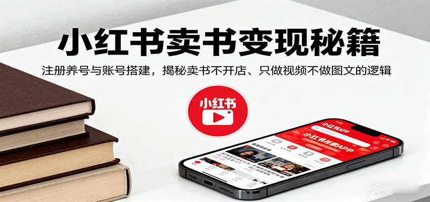 小红书卖书变现秘籍,注册养号与账号搭建,揭秘卖书不开店、只做视频不做图文的逻辑