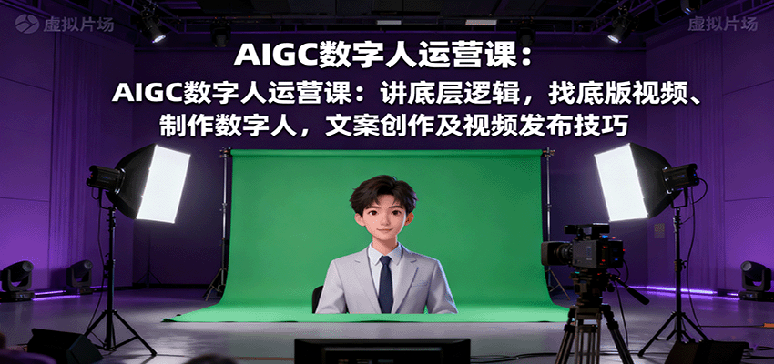 AIGC数字人运营课:讲底层逻辑,找底版视频、制作数字人,文案创作及视频发布技巧