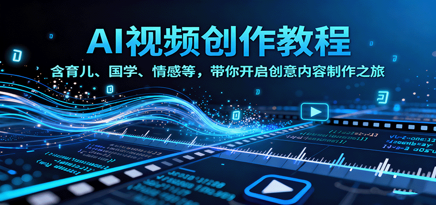 AI视频创富课,含育儿、国学、情感等赛道,带你开启创意内容制作之旅