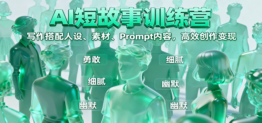 AI短故事训练营:写作搭配人设、素材、Prompt内容,高效创作变现