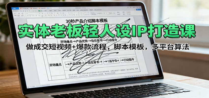 实体老板轻人设IP打造课:做成交短视频+爆款流程,脚本模板,多平台算法