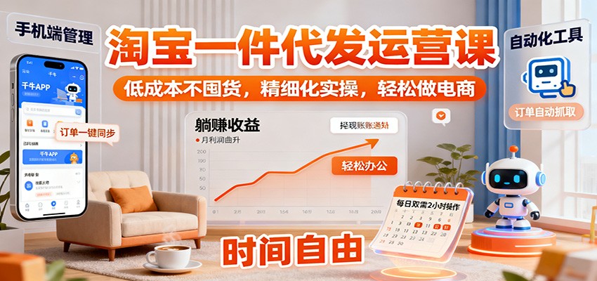 淘宝一件代发运营课:低成本不囤货,精细化实操,轻松做电商