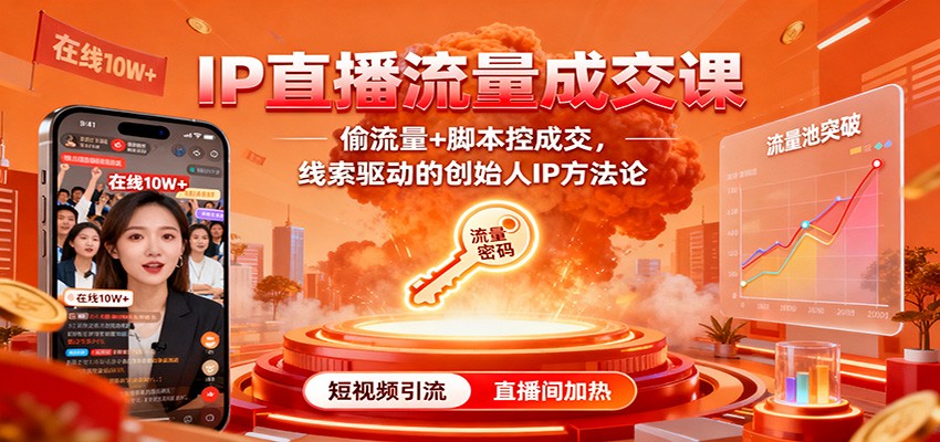 IP直播流量成交课:偷流量+脚本控成交,线索驱动的创始人IP方法论