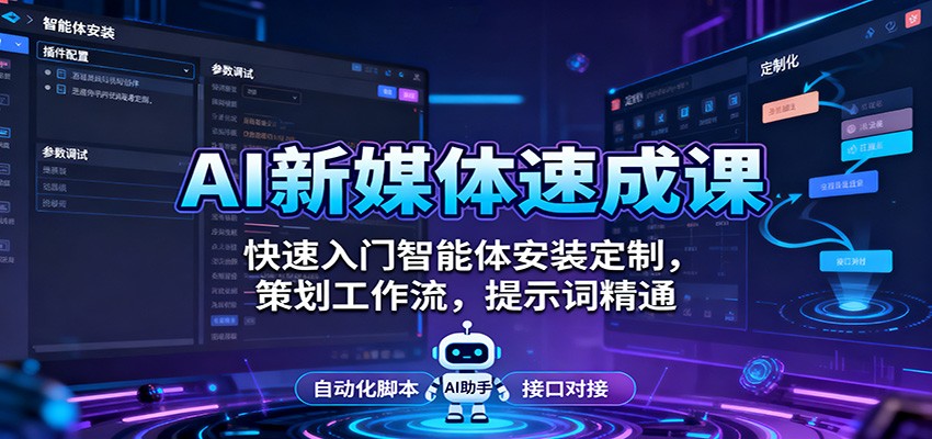 AI新媒体速成课:快速入门智能体安装定制,策划工作流,提示词精通