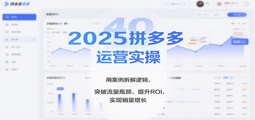2025拼多多运营实操,用案例拆解逻辑,突破流量瓶颈、提升ROI,实现销量增长