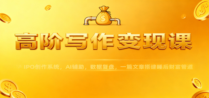 高阶写作变现课:IPO创作系统,AI辅助,数据复盘,一篇文章搭建睡后财富管道