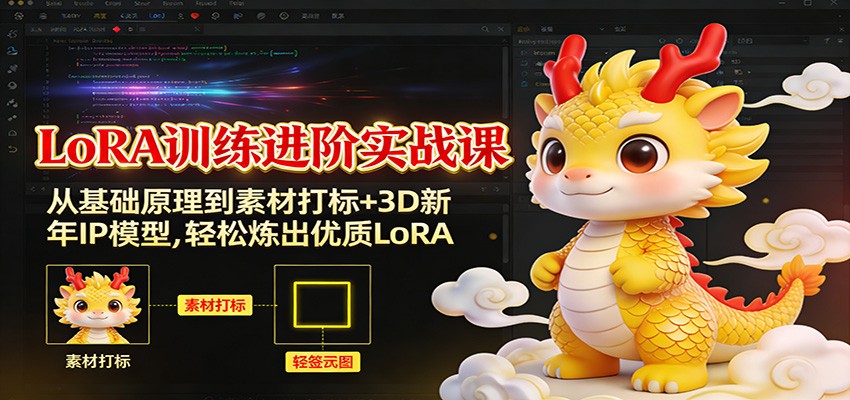 LoRA训练进阶实战课：从基础原理到素材打标+3D新年IP模型，轻松炼出优质LoRA
