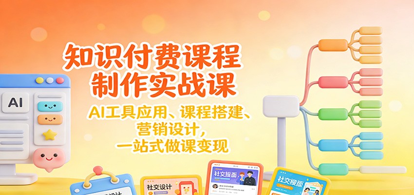 知识付费课程制作实战课:AI工具应用 、课程搭建、营销设计,一站式做课变现