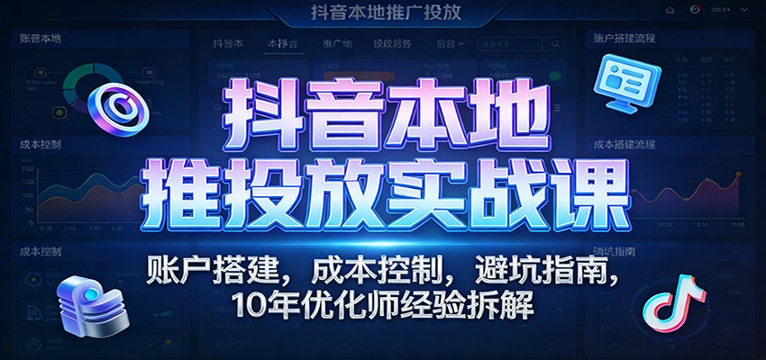 抖音本地推投放实战课:账户搭建,成本控制,避坑指南,10年优化师经验拆解