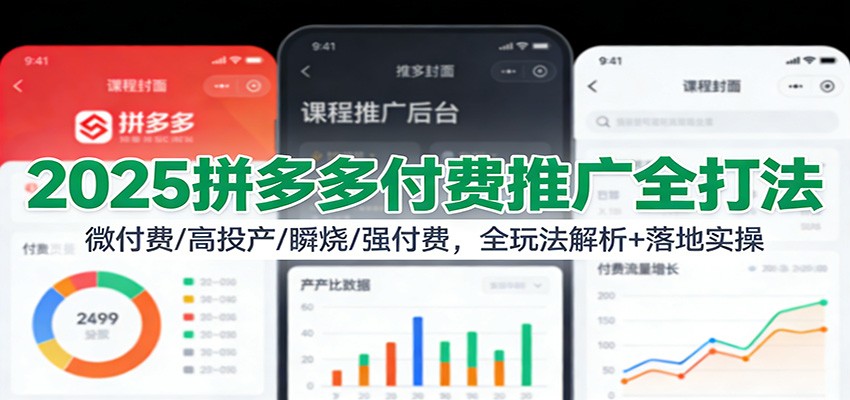 2025拼多多付费推广全打法:微付费/高投产/瞬烧/强付费,全玩法解析+落地实操